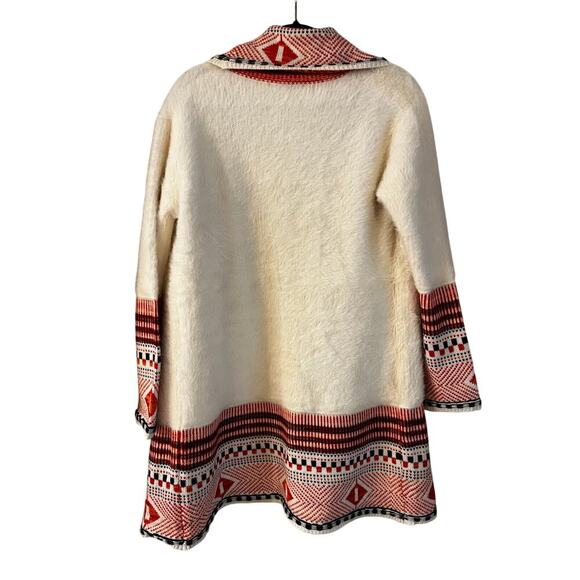 Maxsport Open Front Southwestern Aztec Tribal Fringe Knit Cardigan Size Small - Picture 6 of 7
